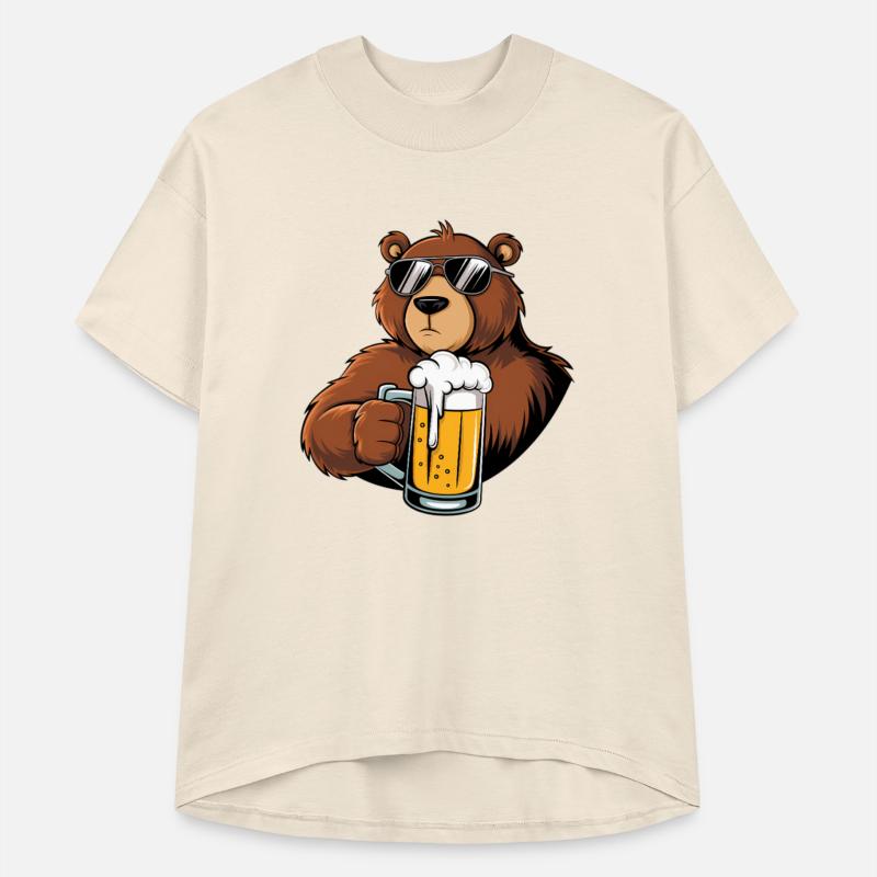 Cool Bear Drinking Beer Digital Art Funny Bee