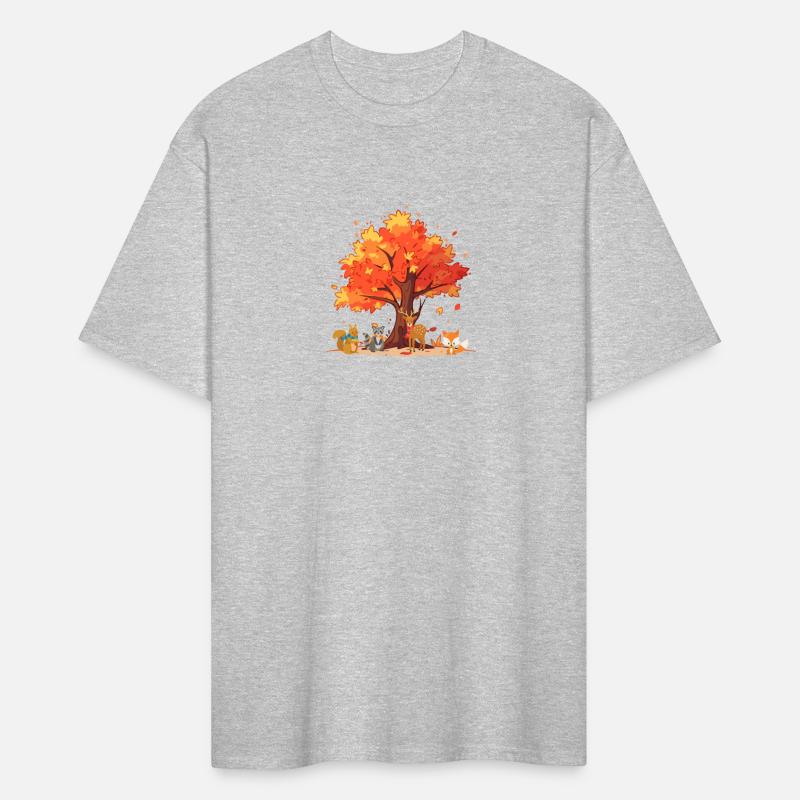 Cute animals under a fall tree