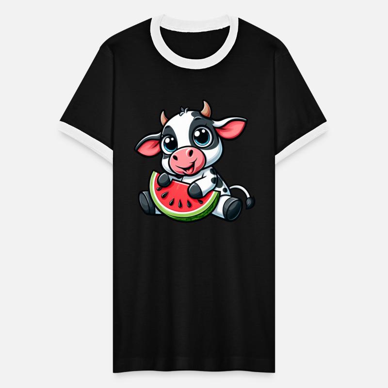 Cute cartoon cow watermelon summer fruity