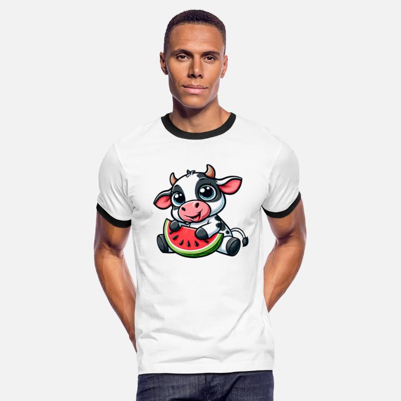 Cute cartoon cow watermelon summer fruity