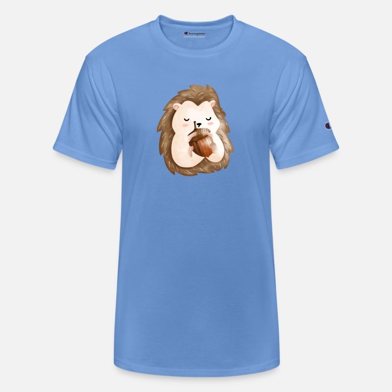 Cute hedgehog with acorn watercolor