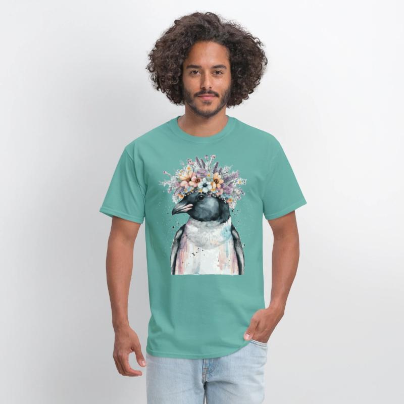 Cute Penguin Seabird Flower Crown Floral Birds