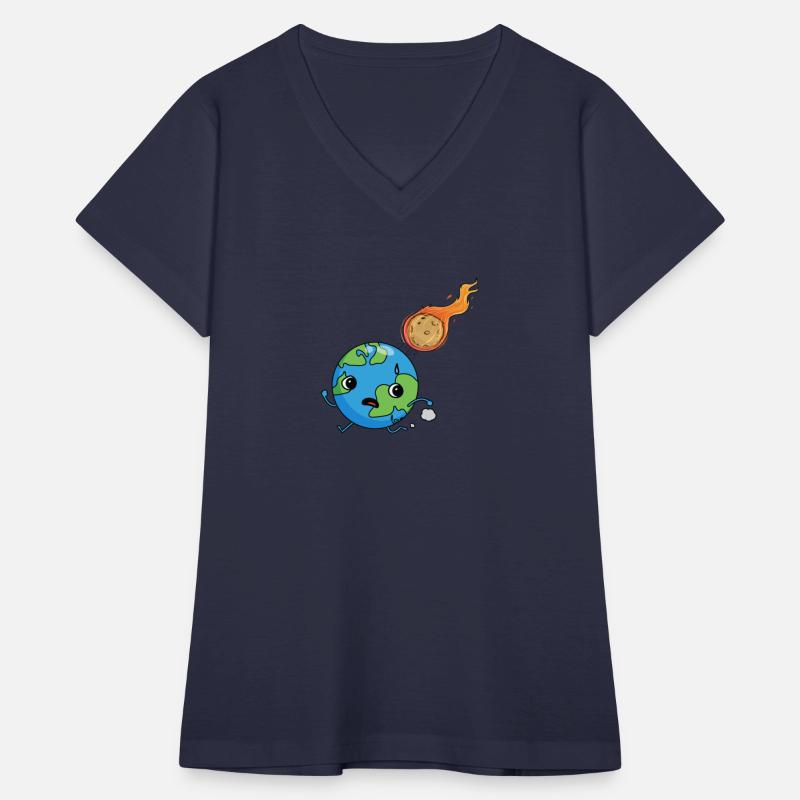Cute planet earth running from a meteor