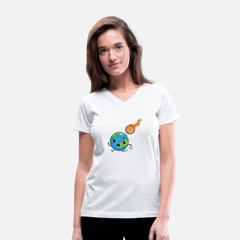 Cute planet earth running from a meteor