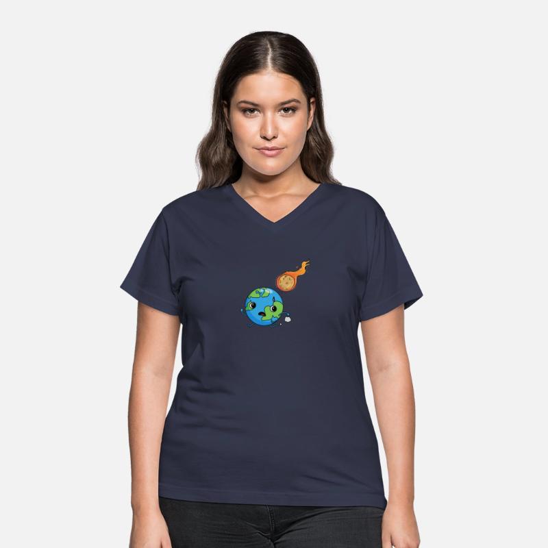 Cute planet earth running from a meteor