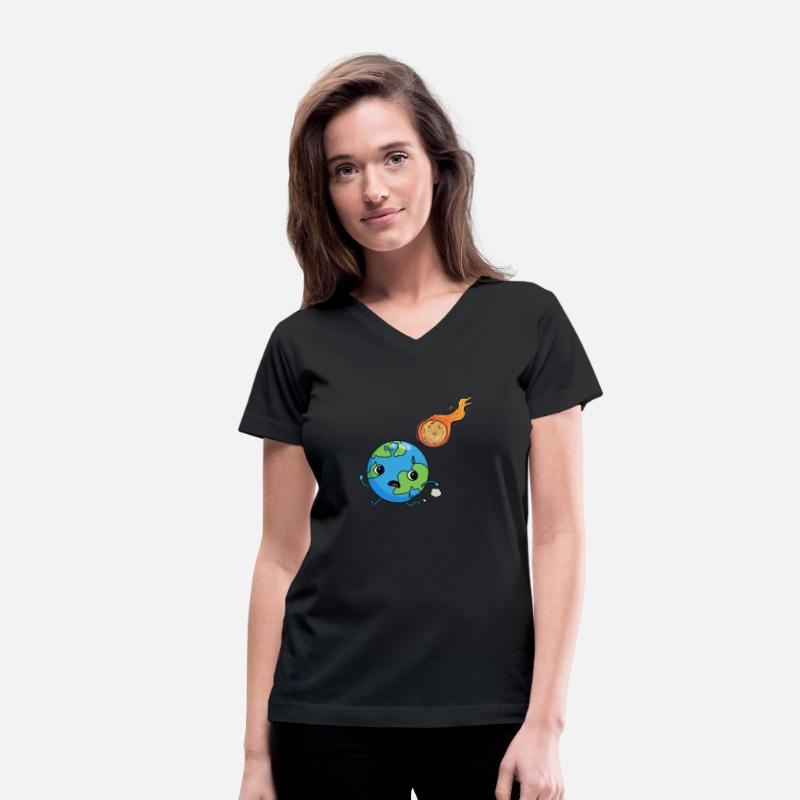 Cute planet earth running from a meteor