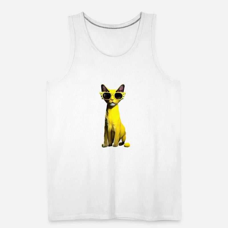 Cute yellow cat wearing yellow glasses.