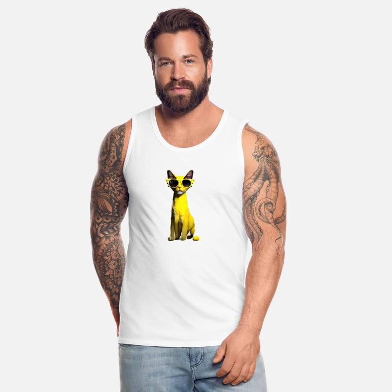 Cute yellow cat wearing yellow glasses.