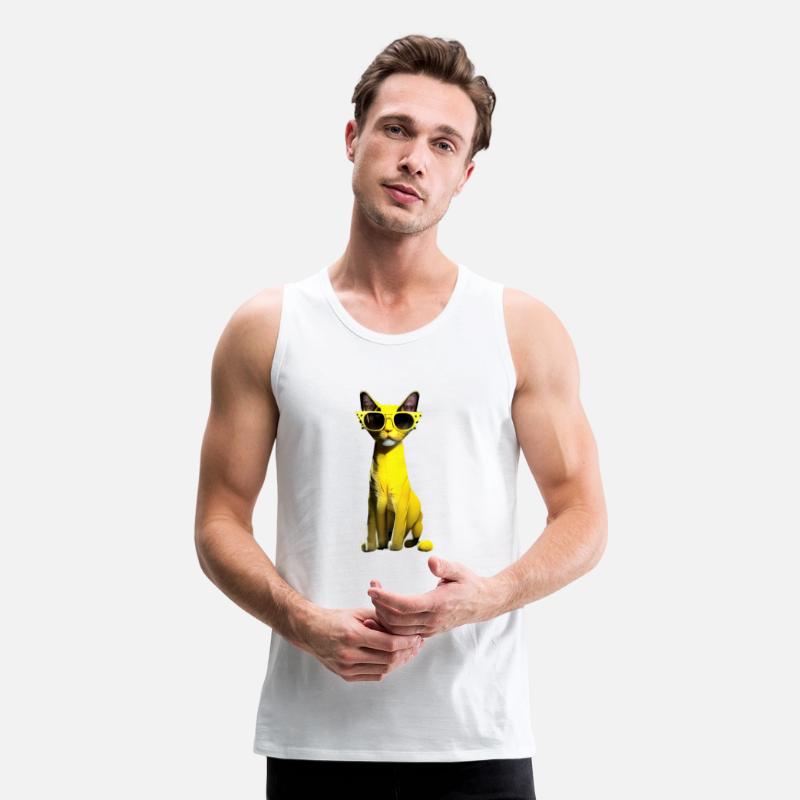 Cute yellow cat wearing yellow glasses.