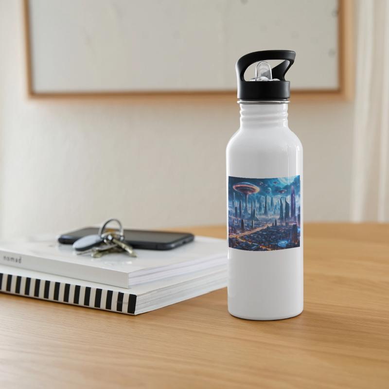 Cyberpunk World Cityscape with Alien Ufo Skies