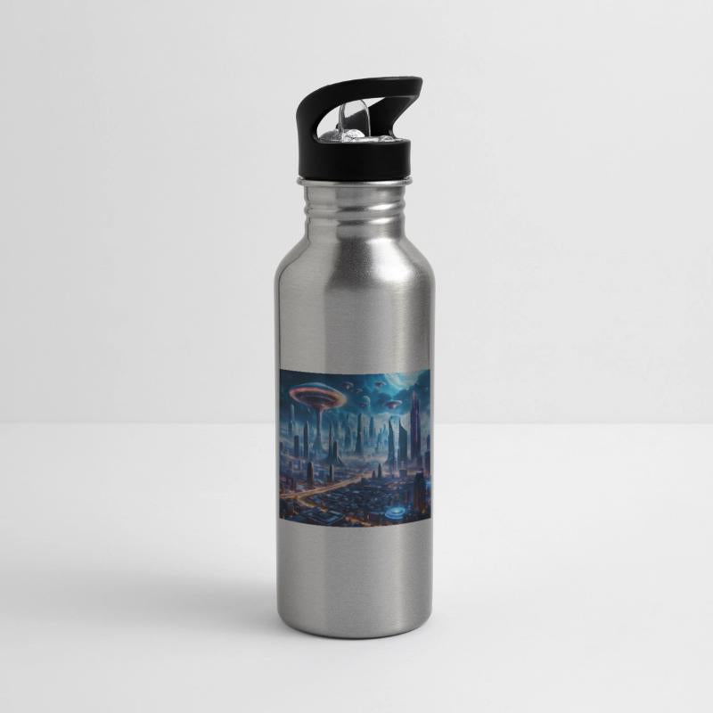 Cyberpunk World Cityscape with Alien Ufo Skies