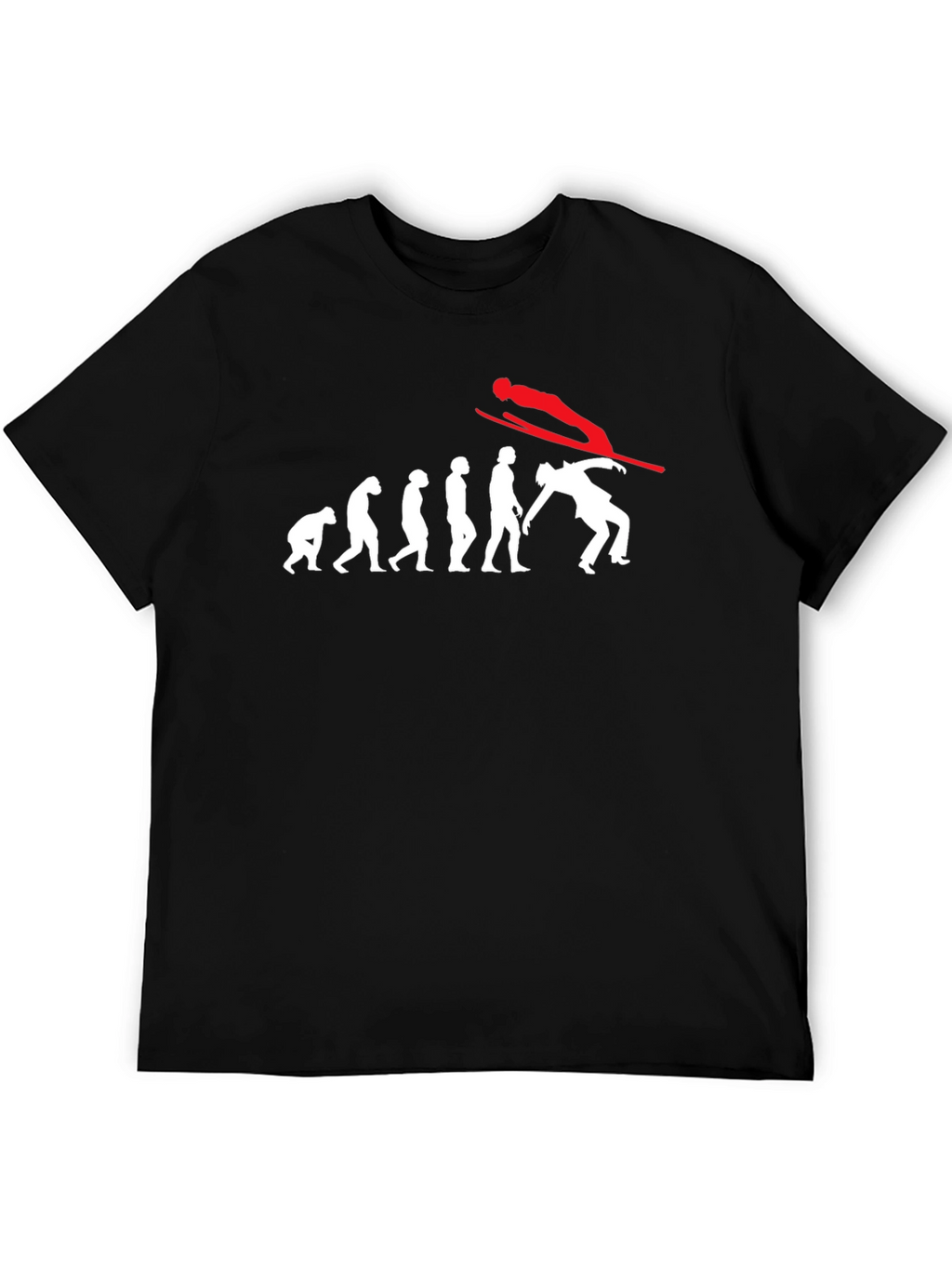 Evolution of Skiing Black T-Shirt