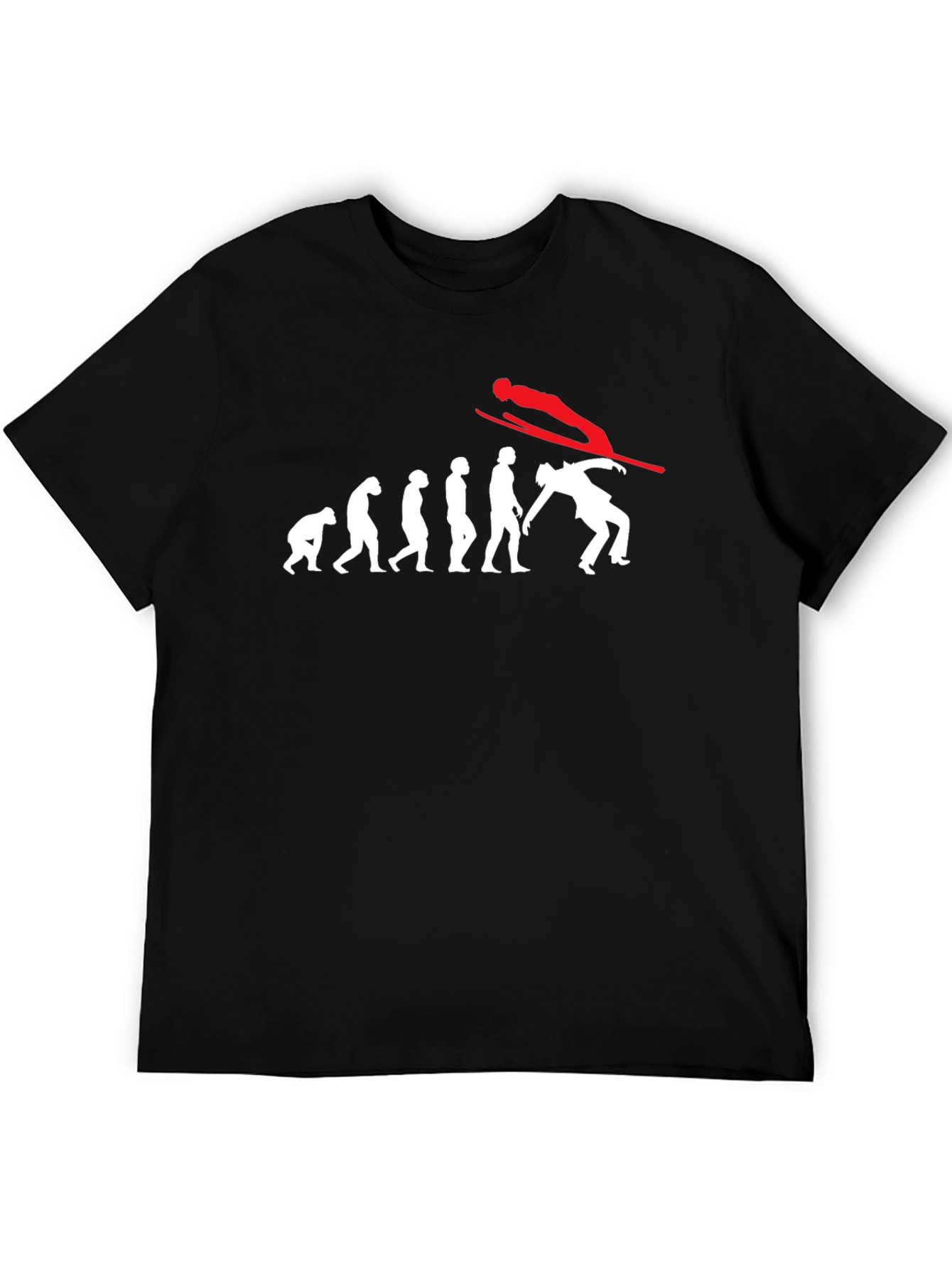 Evolution of Skiing Black T-Shirt