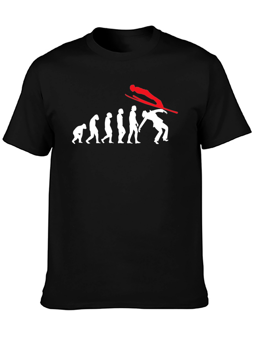 Evolution of Skiing Black T-Shirt