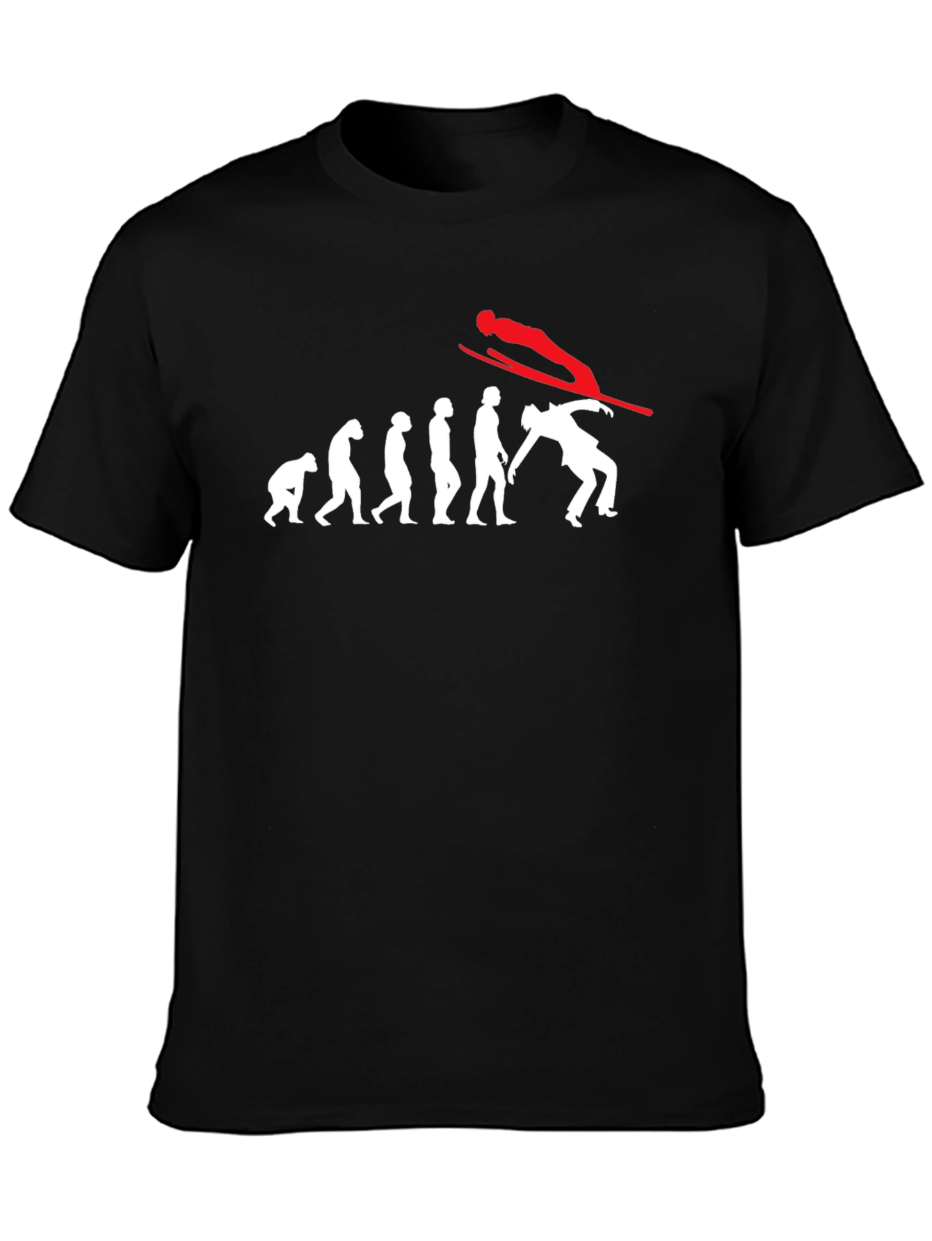 Evolution of Skiing Black T-Shirt