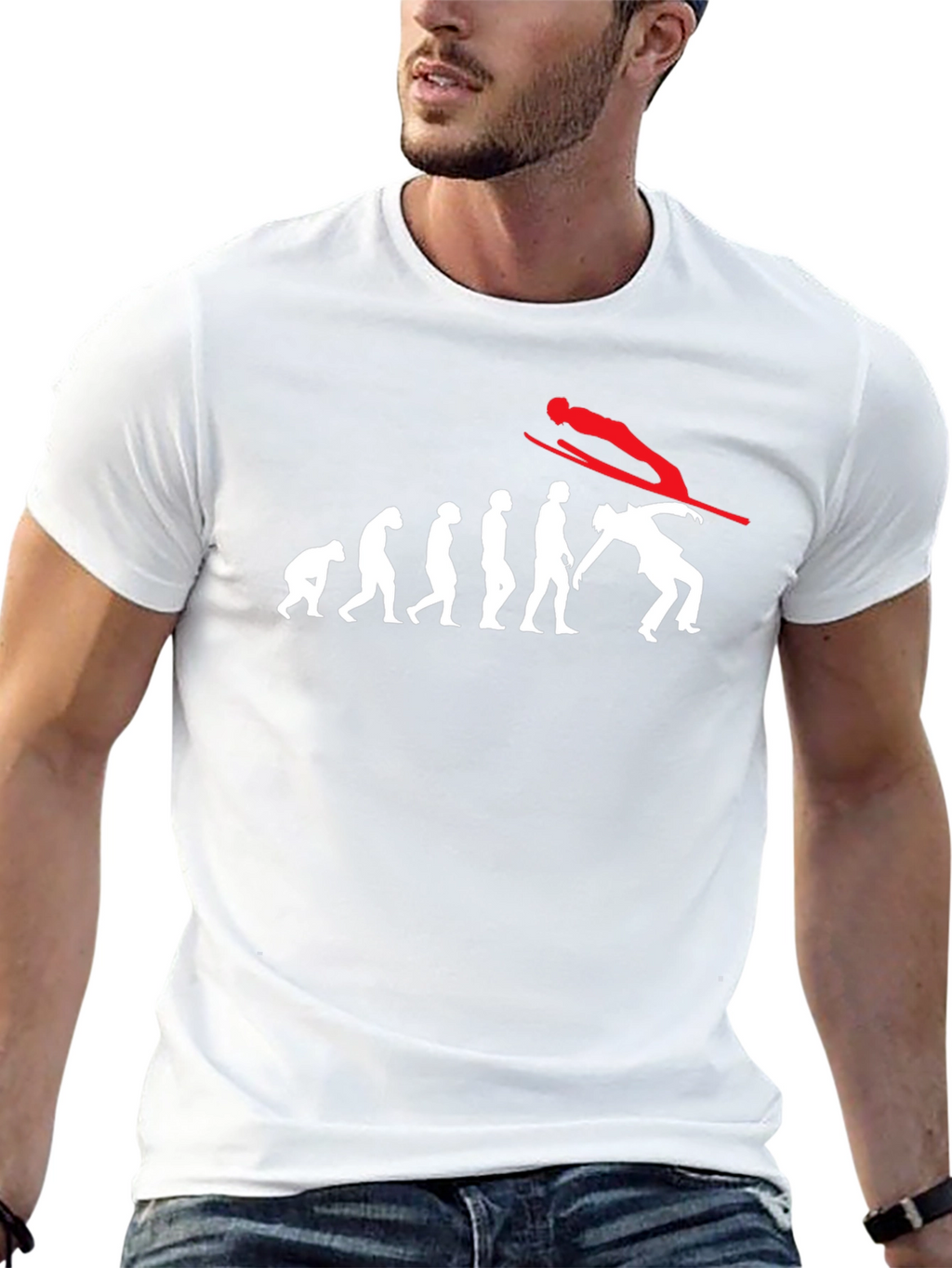 Evolution of Skiing Black T-Shirt