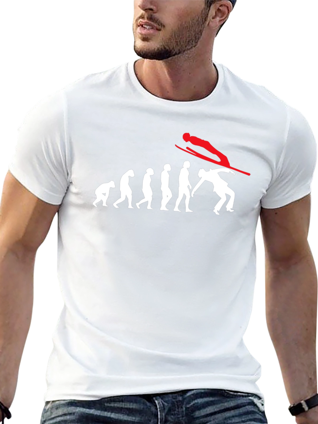 Evolution of Skiing Black T-Shirt