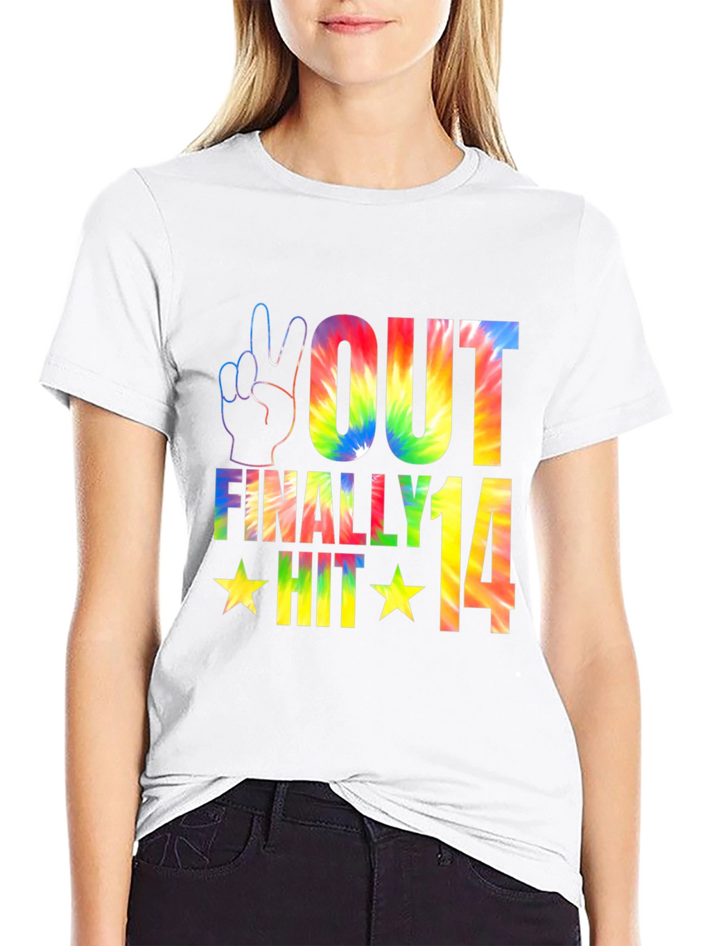 Peace Out Finally Hit 14 Tie-Dye Graphic Tee