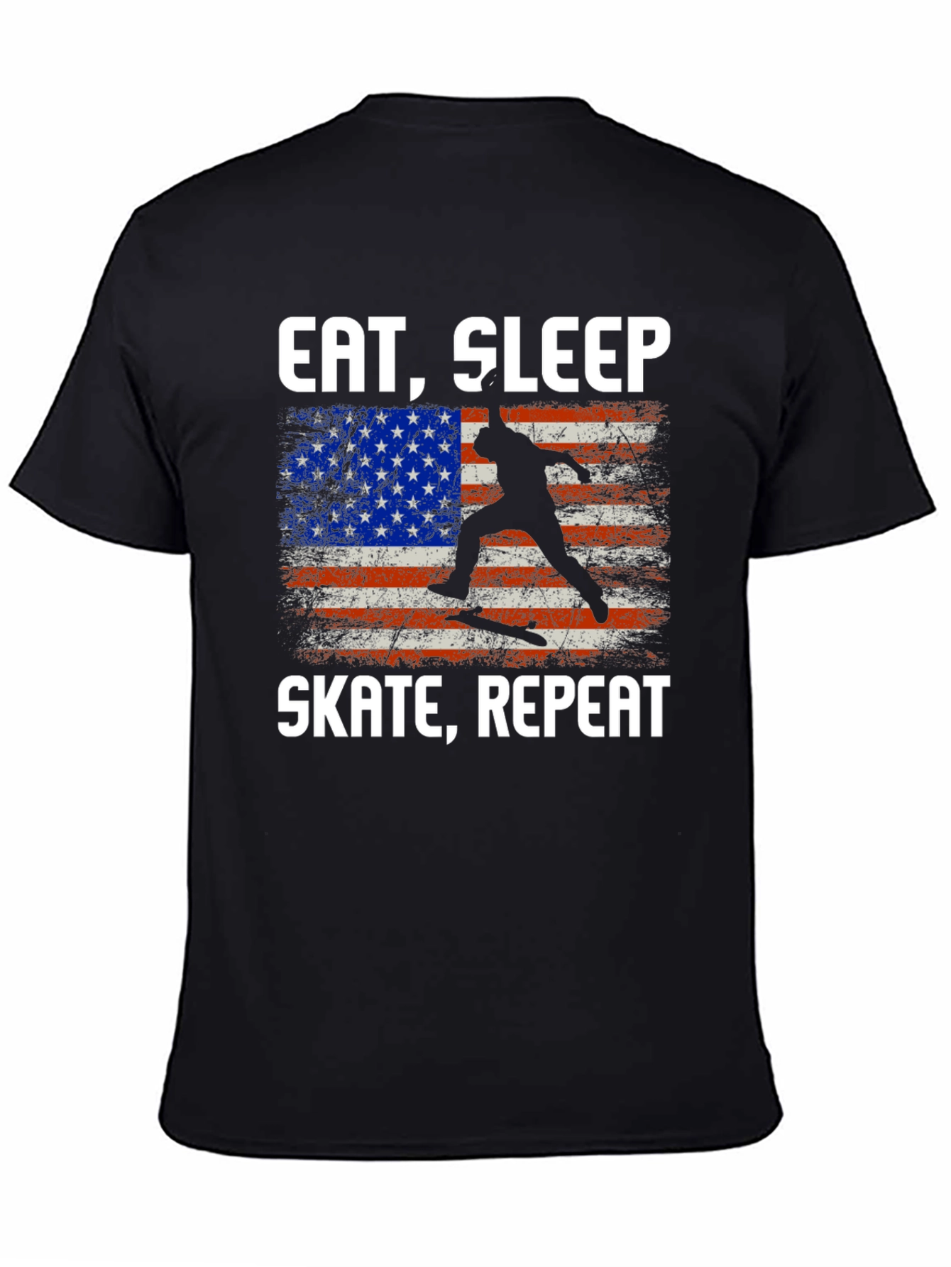 Eat Sleep Skate Repeat USA Flag T-Shirt