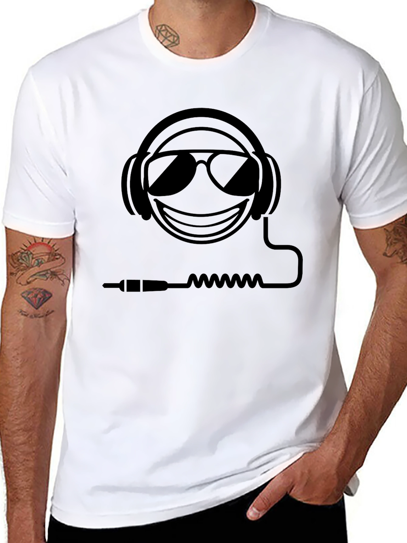 Cool Emoji Headphones T-Shirt - Black Graphic Tee