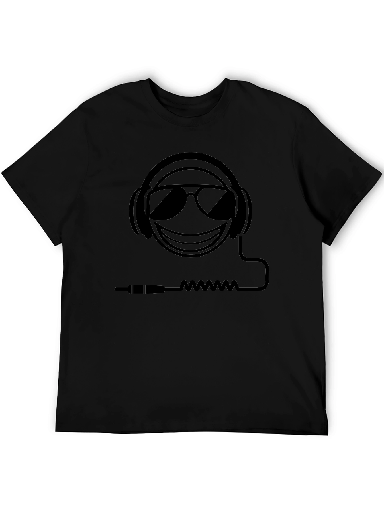 Cool Emoji Headphones T-Shirt - Black Graphic Tee