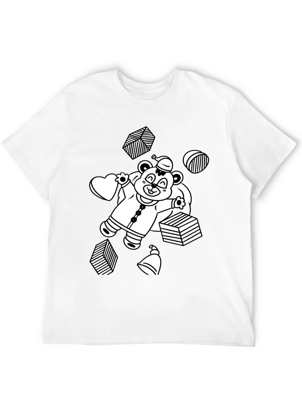 Festive Bear Graphic Tee - Black Cotton Comfort