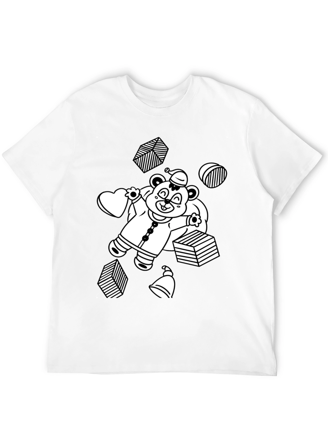 Festive Bear Graphic Tee - Black Cotton Comfort