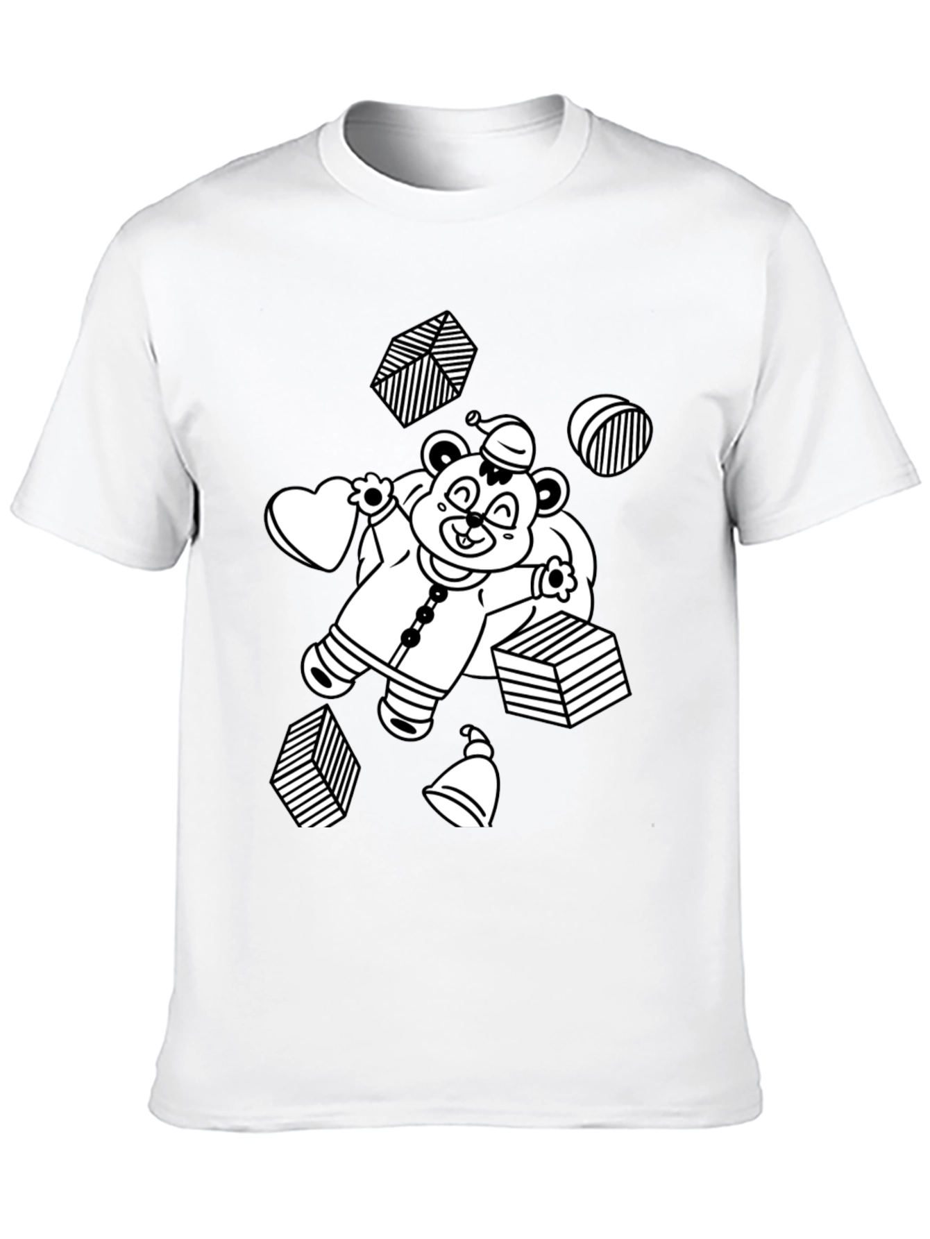 Festive Bear Graphic Tee - Black Cotton Comfort