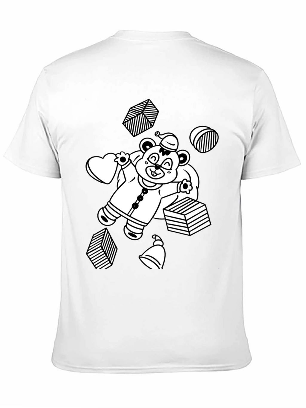 Festive Bear Graphic Tee - Black Cotton Comfort