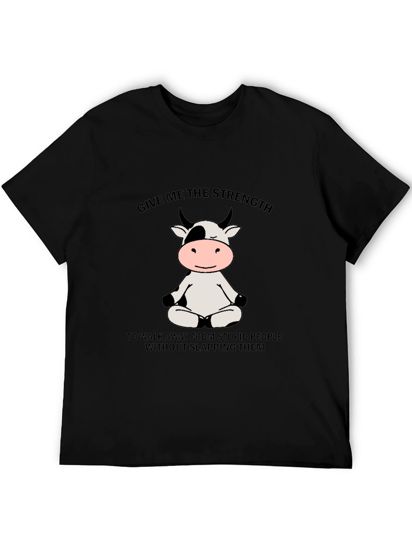 Funny Cow Meditation Black T-Shirt: Strength to Walk Away