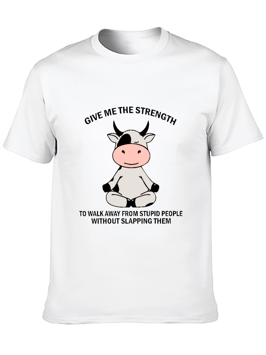 Funny Cow Meditation Black T-Shirt: Strength to Walk Away