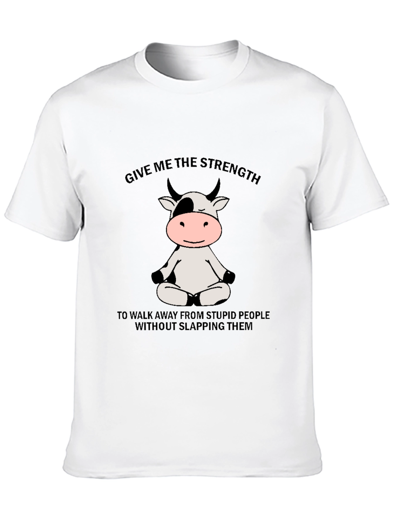 Funny Cow Meditation Black T-Shirt: Strength to Walk Away