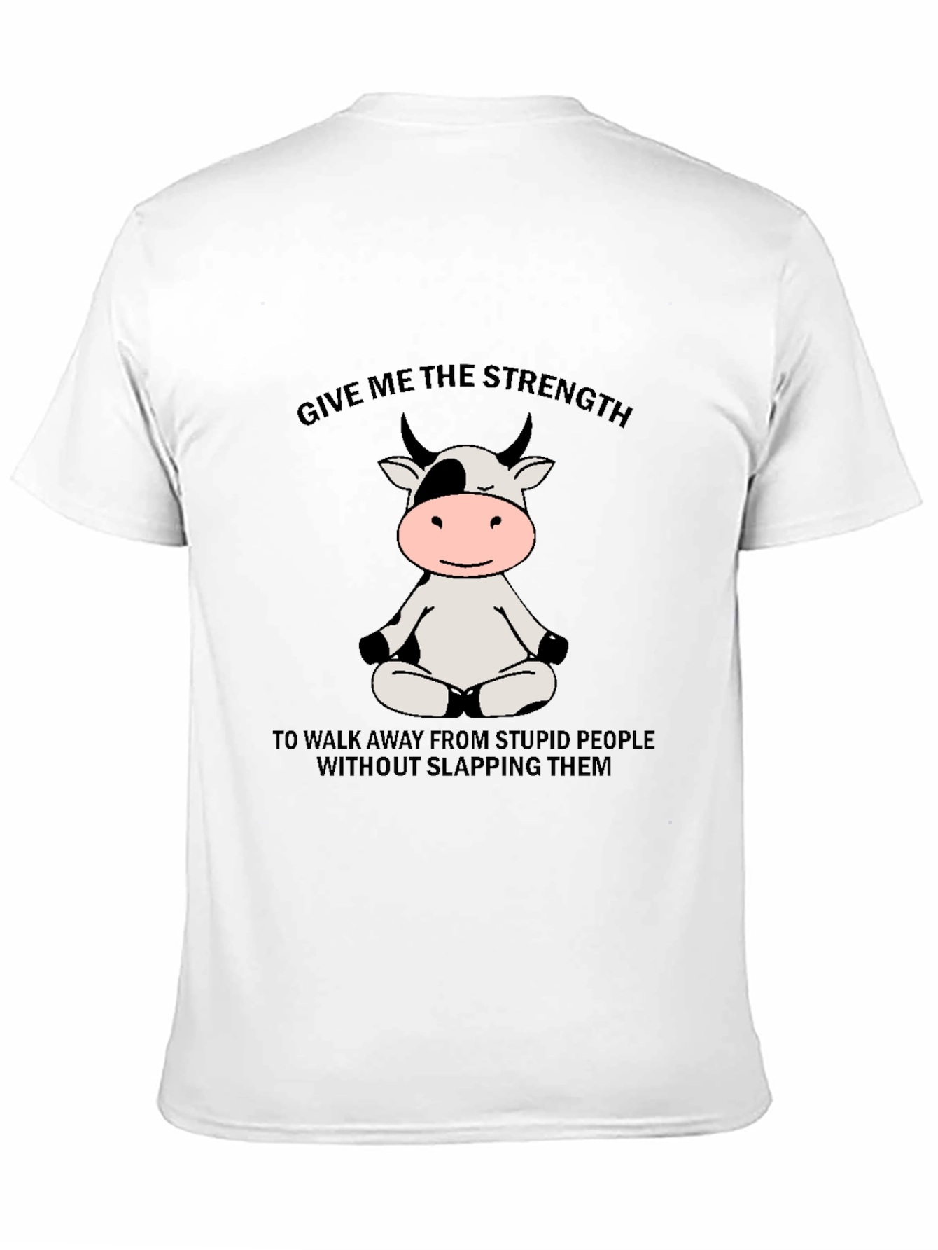 Funny Cow Meditation Black T-Shirt: Strength to Walk Away