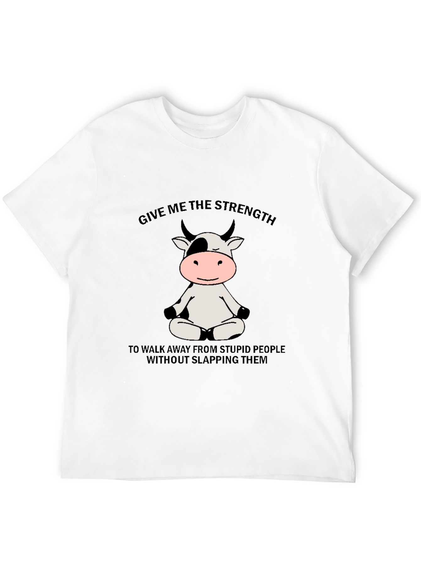 Funny Cow Meditation Black T-Shirt: Strength to Walk Away