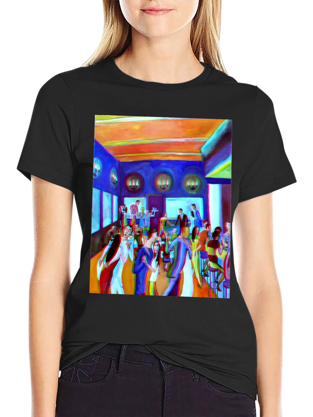 Artistic Party Scene Graphic T-Shirt