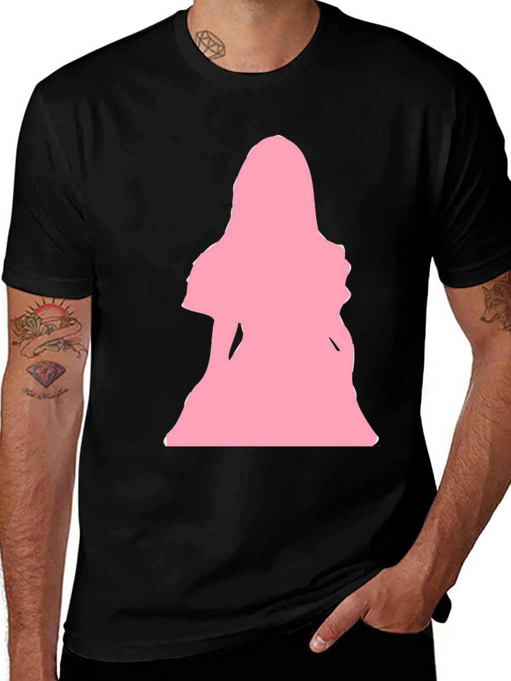 Pink Silhouette Graphic T-Shirt - Black
