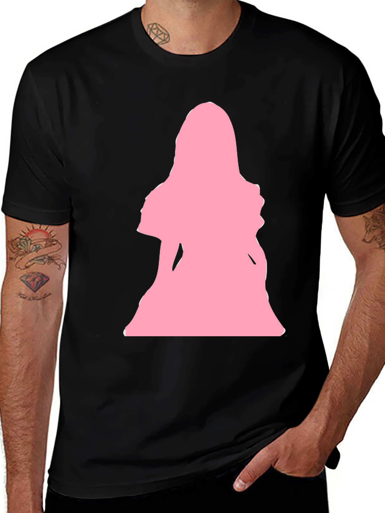 Pink Silhouette Graphic T-Shirt - Black