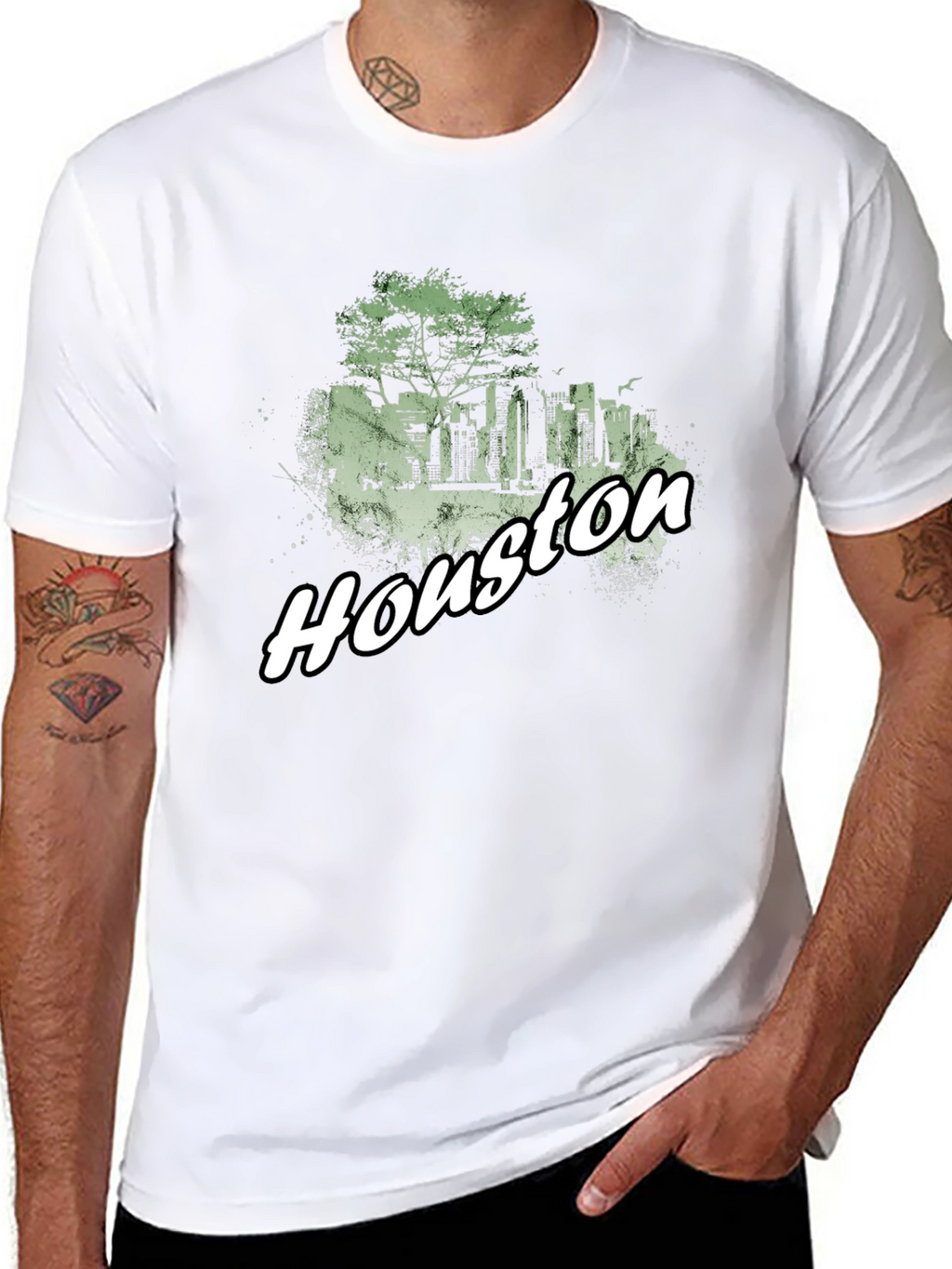 Houston Skyline Graphic Tee - Black Cotton Blend