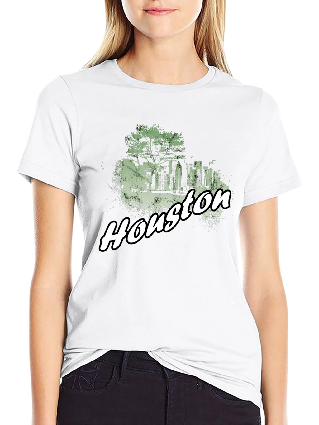 Houston Skyline Graphic Tee - Black Cotton Blend
