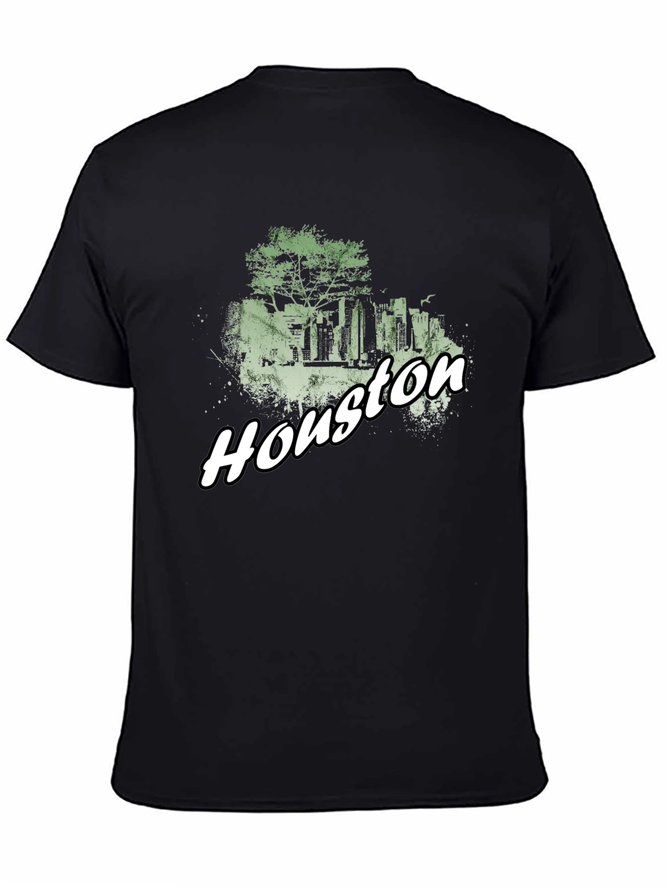 Houston Skyline Graphic Tee - Black Cotton Blend