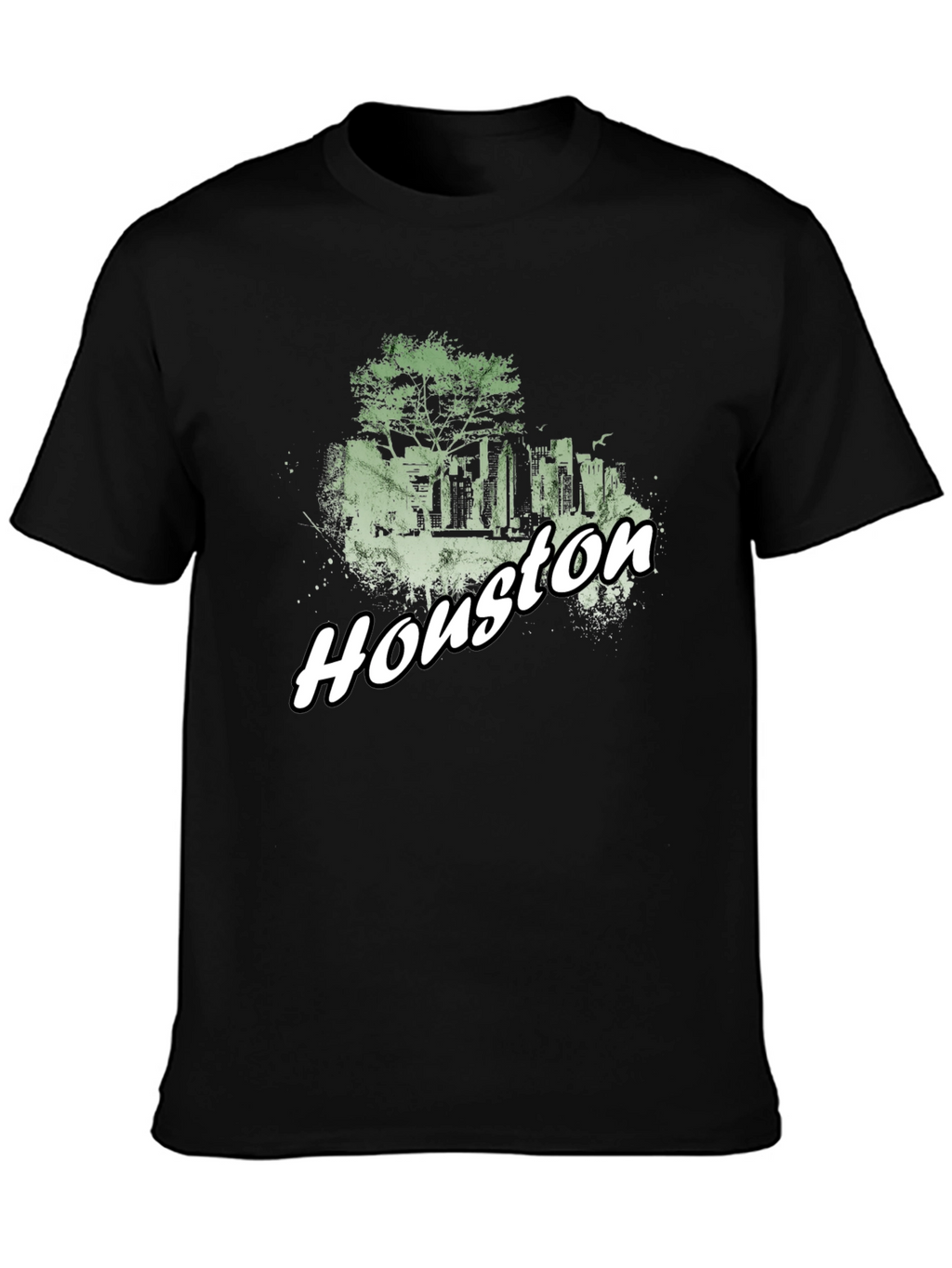 Houston Skyline Graphic Tee - Black Cotton Blend