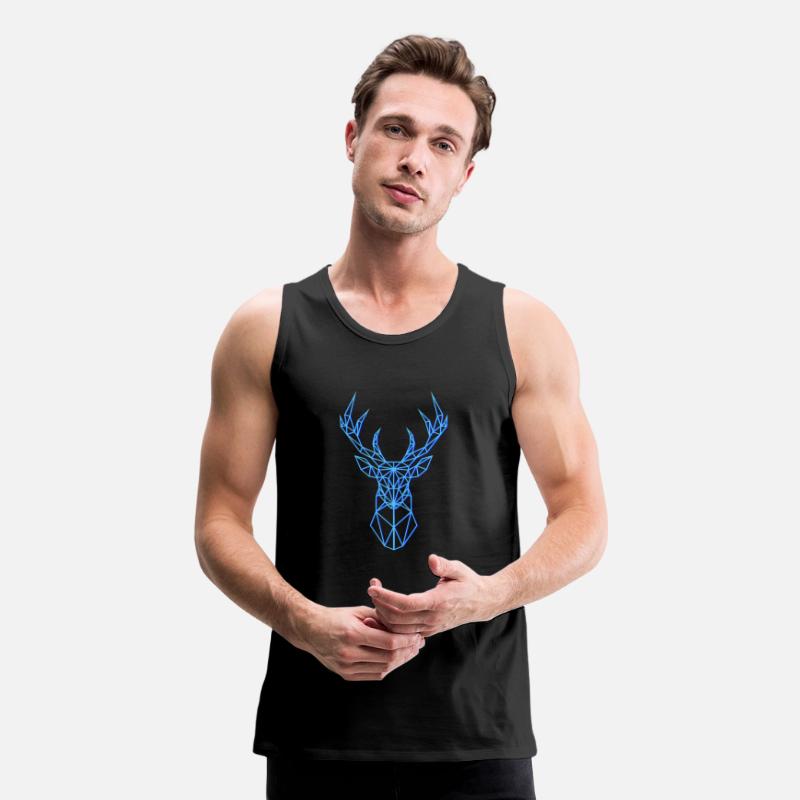 Deer Head Geometric Polygon Neon Blue Antlers