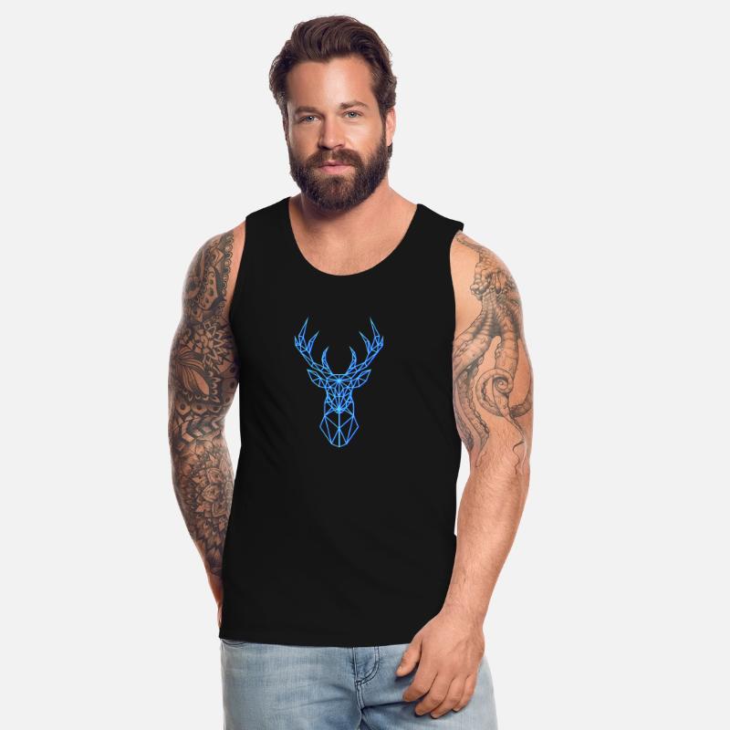 Deer Head Geometric Polygon Neon Blue Antlers