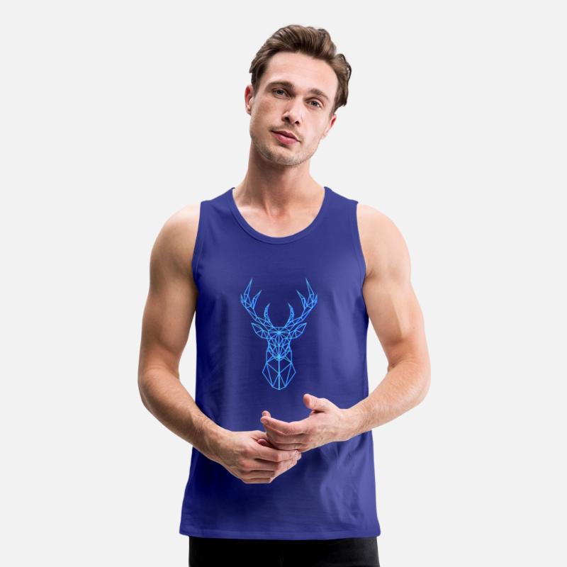 Deer Head Geometric Polygon Neon Blue Antlers