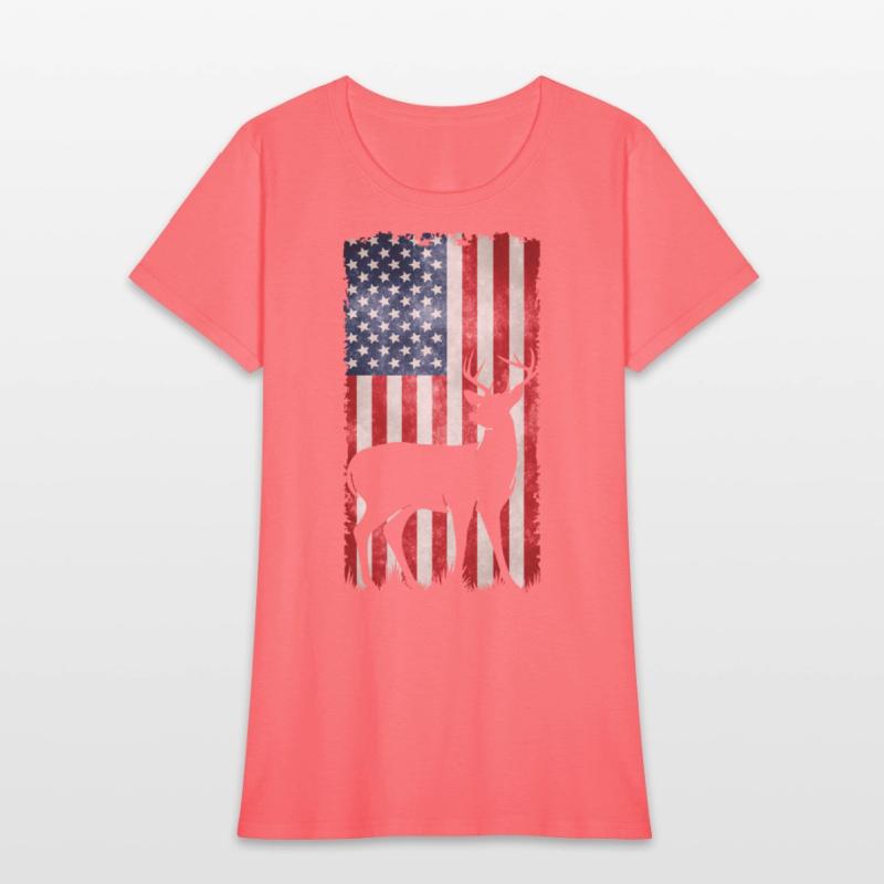 Deer Hunting American Flag T-Shirts