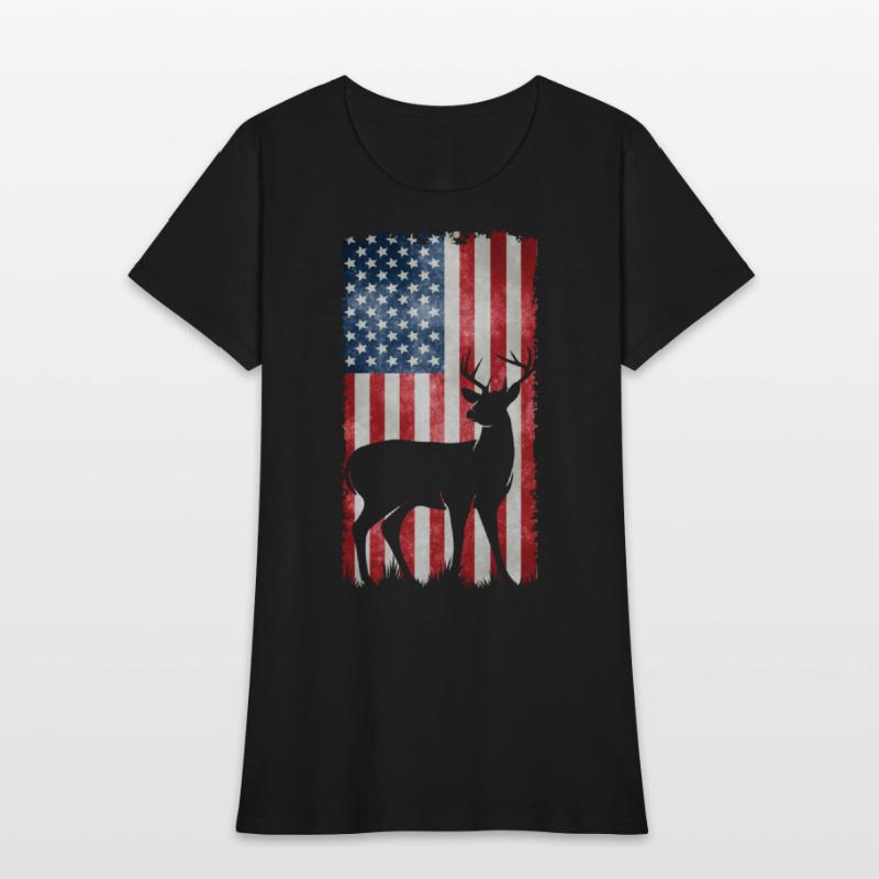 Deer Hunting American Flag T-Shirts