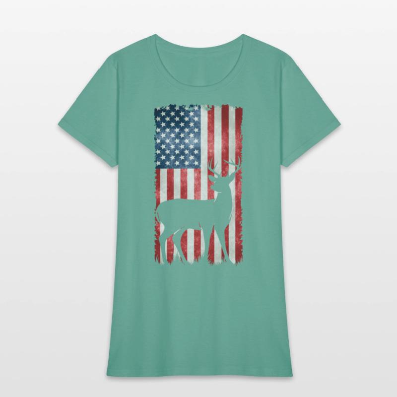 Deer Hunting American Flag T-Shirts