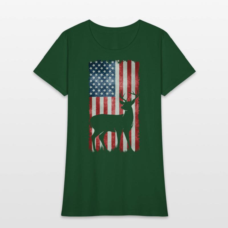 Deer Hunting American Flag T-Shirts