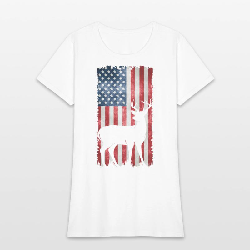 Deer Hunting American Flag T-Shirts