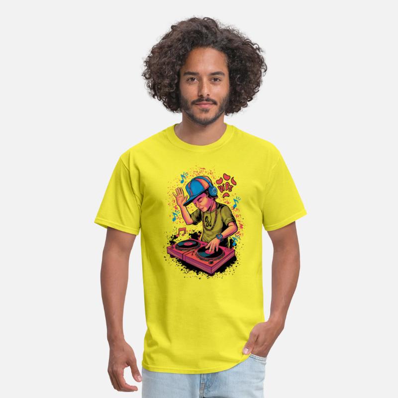 dj turntable boy illustration with vibe